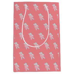 illusima Ballerina Hippo Pattern Peach Medium Gift Bag