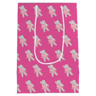 illusima Ballerina Hippo Pink Birthday Medium Gift Bag
