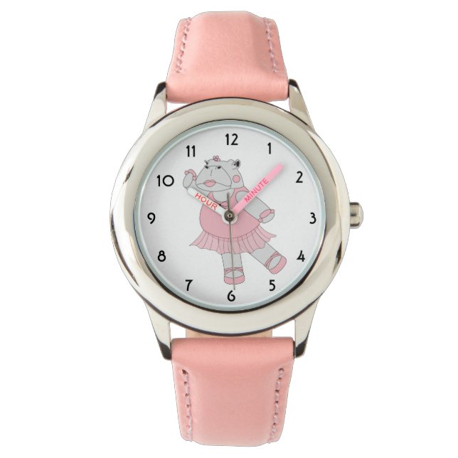 illusima Ballerina Hippo Pink Kids Watch (Front)