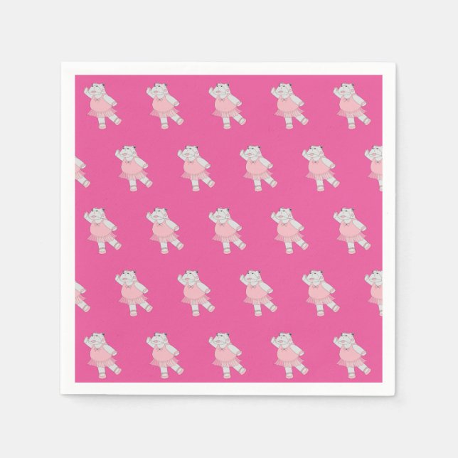 illusima Ballerina Hippo Pink Napkin (Front)