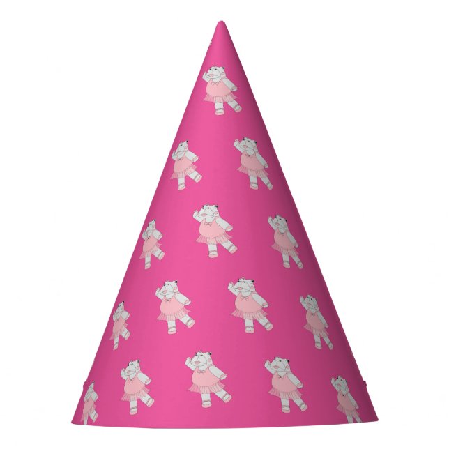 illusima Ballerina Hippo Pink Party Hat (Front)