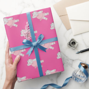 illusima Ballerina Hippo Pink Wrapping Paper