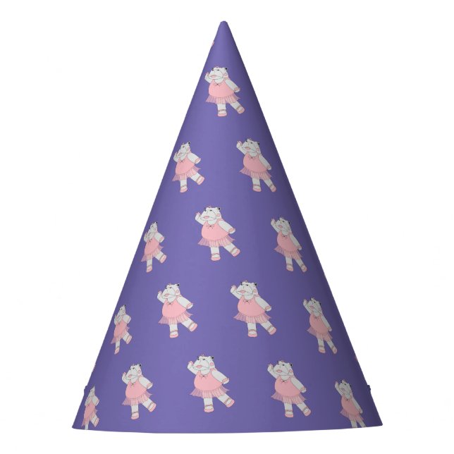 illusima Ballerina Hippo Purple Party Hat (Front)