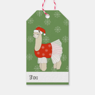 illusima Ballerina Llama Christmas Snowflakes Gift Tags