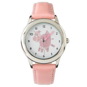 illusima Ballerina Pig Pink Kids Watch