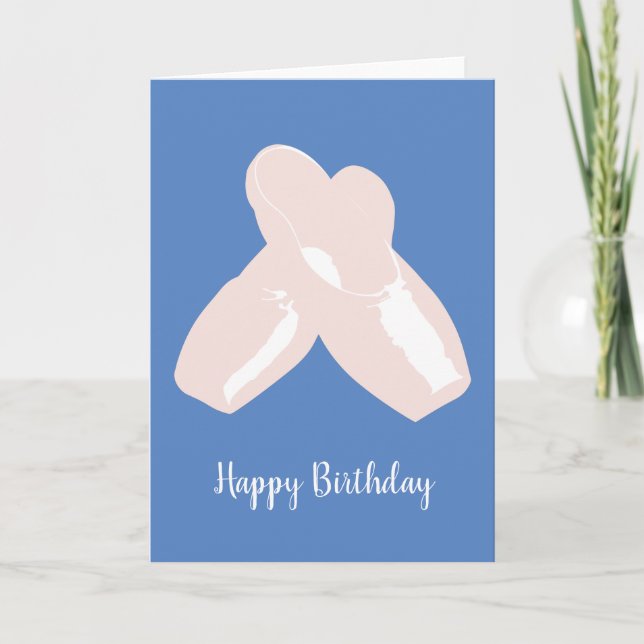 illusima Ballerina Point Shoes Blue Birthday Card (Front)