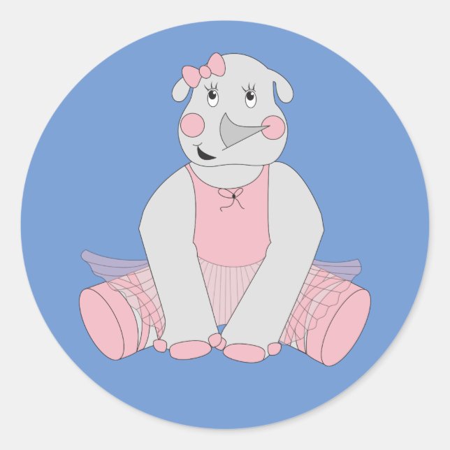 illusima Ballerina Rhino Blue Classic Round Sticker (Front)