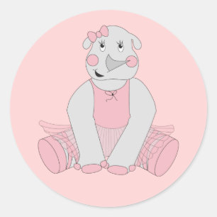 illusima Ballerina Rhino Light Pink Classic Round Sticker
