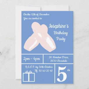 illusima Ballerina Shoes Blue Birthday Invitation
