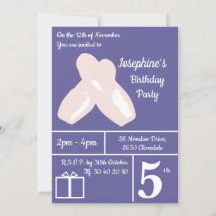 illusima Ballerina Shoes Dark Purple Birthday Invitation