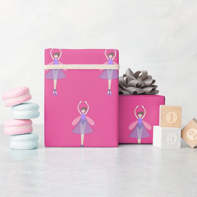 illusima Ballet Fairy Pink Wrapping Paper (Baby Shower)