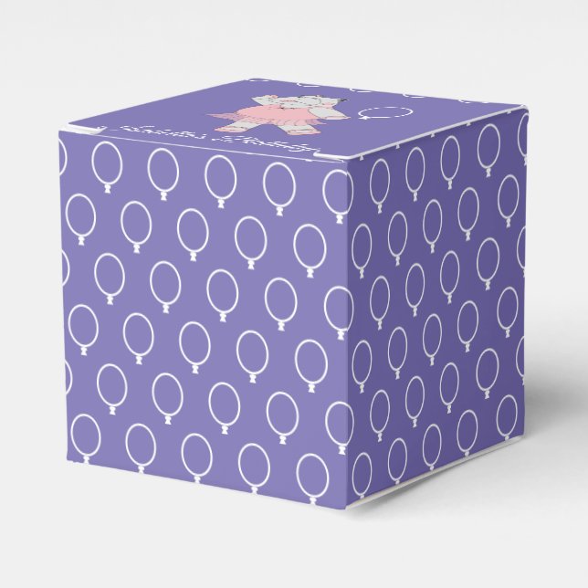 illusima Ballet Hippo Balloon Pattern Purple Favour Box (Front Side)