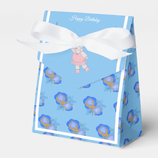 illusima Ballet Hippo Blue Rose Birthday Gift/ Favour Box (Front Side)