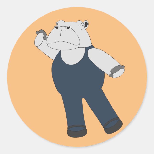 illusima Ballet Hippo Orange Classic Round Sticker (Front)