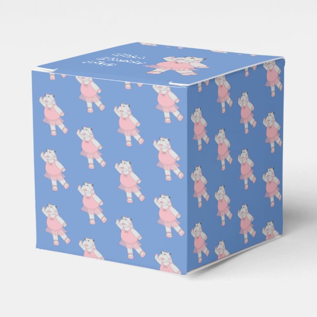 illusima Ballet Hippo Pattern Blue Birthday Party Favour Box (Front Side)