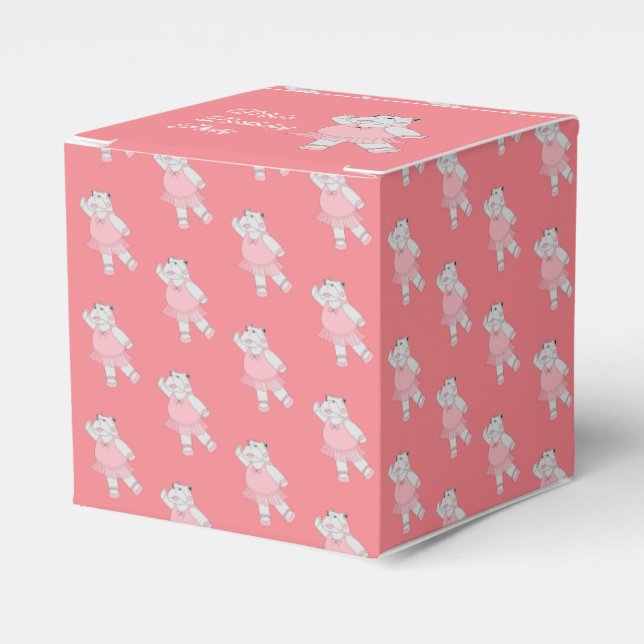 illusima Ballet Hippo Pattern Peach Birthday Party Favour Box (Front Side)