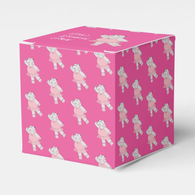 illusima Ballet Hippo Pattern Pink Birthday Party Favour Box (Front Side)
