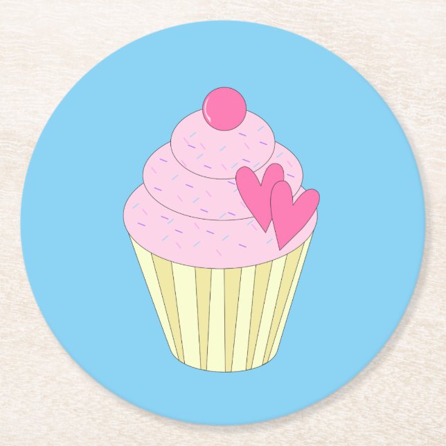 illusima Blue Round Paper Coaster (Front)