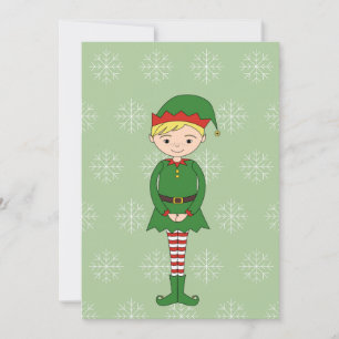 illusima Boy Elf Snowflakes Green Christmas Card