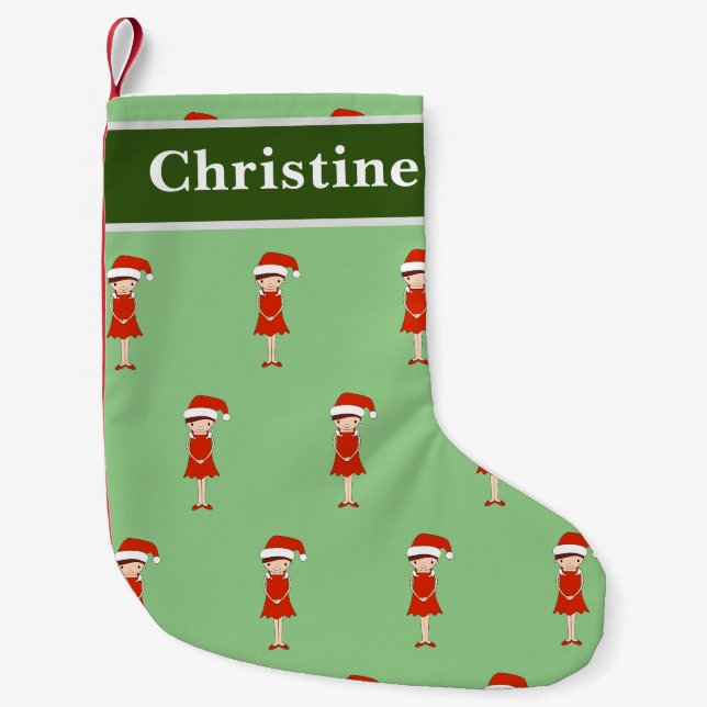 illusima Christine Elf Christmas Special Patterned Small Christmas Stocking (Front)
