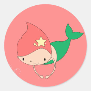 illusima Cotton Candy Mermaid Pink Classic Round Sticker