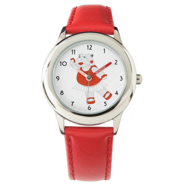 illusima Dancing Hippo Red Kids Watch (Front)