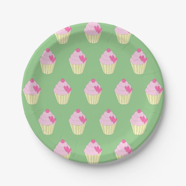 illusima Decorated Cupcakes Paper Plate (Front)