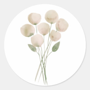 illusima Floral Watercolor Summer Blooms Classic Round Sticker