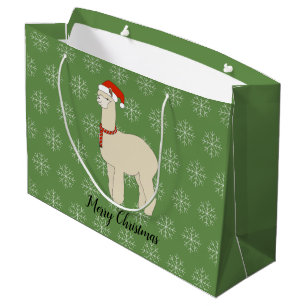 illusima Llama Christmas Snowflake Green Large Gift Bag