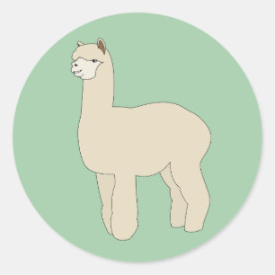 illusima Llama Green Classic Round Sticker