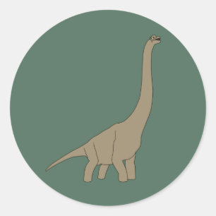 illusima Long Neck Beige Dinosaur Green Classic Round Sticker