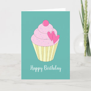 illusima Love Heart Cupcake Turquoise Birthday Card
