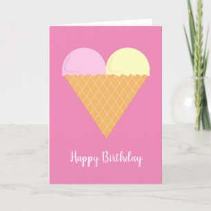 illusima Love Heart Ice-Cream Pink Birthday Card