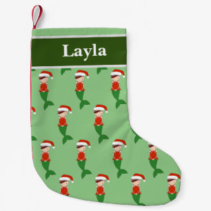 illusima Mermaid Christmas Pattern Green Small Christmas Stocking