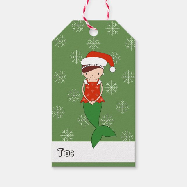 illusima Mermaid Christmas Snowflakes Gift Tags (Front)