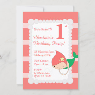 illusima Mermaid Sea Pearls Girls Birthday Party Invitation