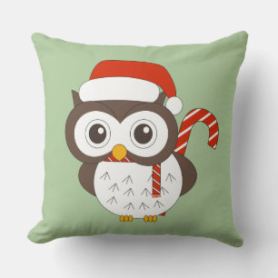 illusima Mr Owl Christmas Light Green Cushion