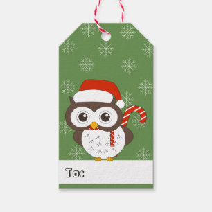 illusima Owl Christmas Snowflakes Green Gift Tags