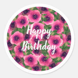 illusima Pink Flowers Classic Round Sticker