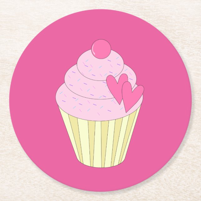 illusima Pink Round Paper Coaster (Front)