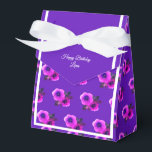 illusima Purple Flower Pattern Birthday Gift/ Favour Box<br><div class="desc">illusima White Ribbon Purple Flowers Pattern Birthday Party Gift Box/ Favour Box. Perfect for a child's themed birthday party.</div>
