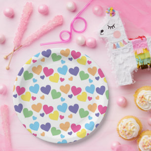 illusima Rainbow Love Hearts Party Paper Plate