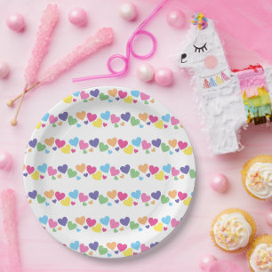 illusima Rainbow Love Hearts Pattern Party Paper Plate