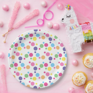 illusima Rainbow Spots and Dots Party Paper Plate