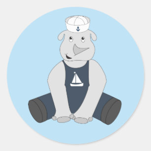illusima Rhino Sailor Classic Round Sticker