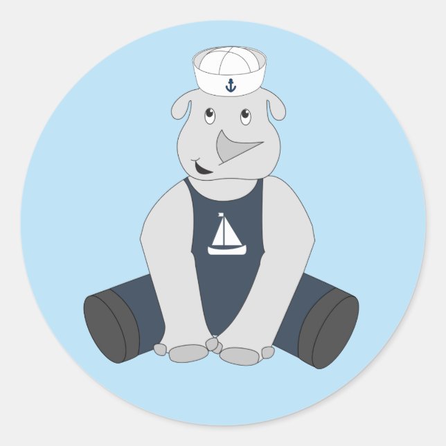 illusima Rhino Sailor Classic Round Sticker (Front)