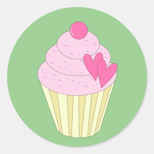 illusima Strawberry Cupcake Green Sticker (Front)