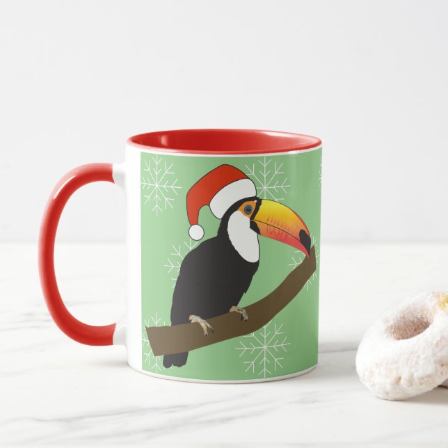 illusima Toucan Christmas Snowflakes Mug (With Donut)