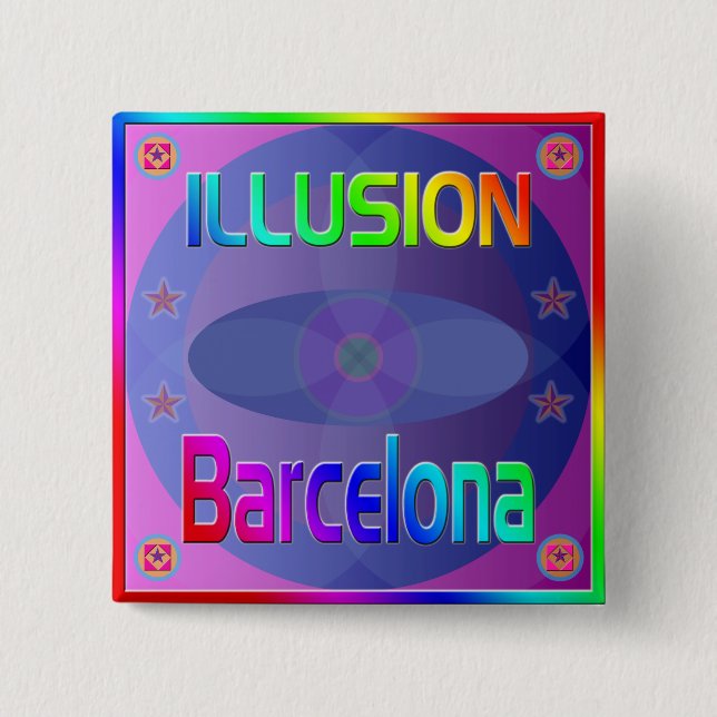 "ILLUSION Barcelona" Button! 15 Cm Square Badge (Front)