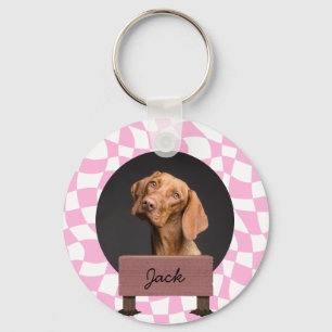illusion christmas holiday Custom Dog Photo    Key Ring